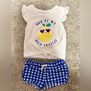 Baby girl Carters matching shorts and tank set, Size 12 months